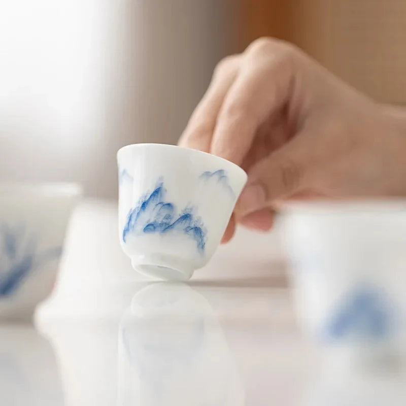 White Porcelain Hand-painted Tea Cup Tea Cup side view
