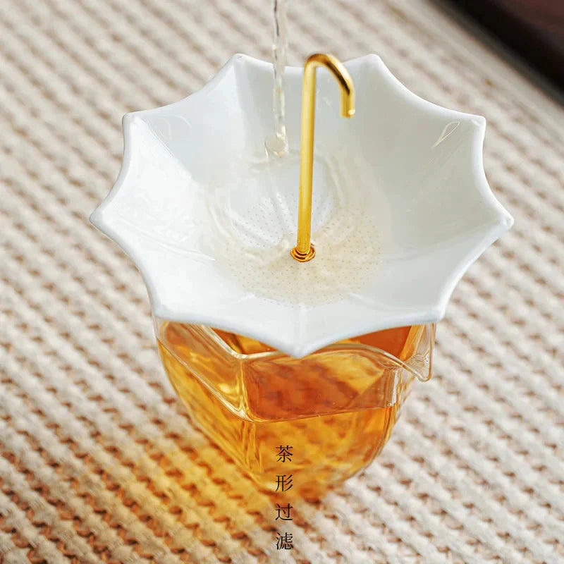 White Porcelain Umbrella Tea Strainer Tea Strainer detail view