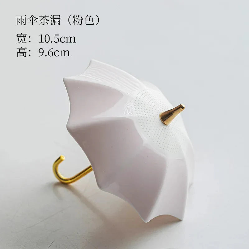White Porcelain Umbrella Tea Strainer Tea Strainer product photo 6
