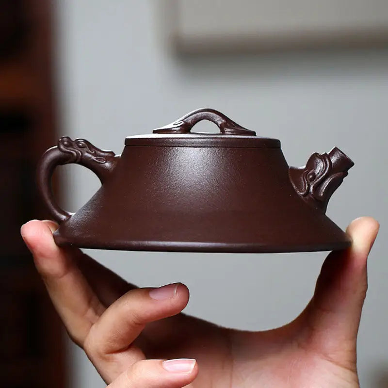 Brown ceramic Wishful Dragon yixing zisha teapot with dragon spout