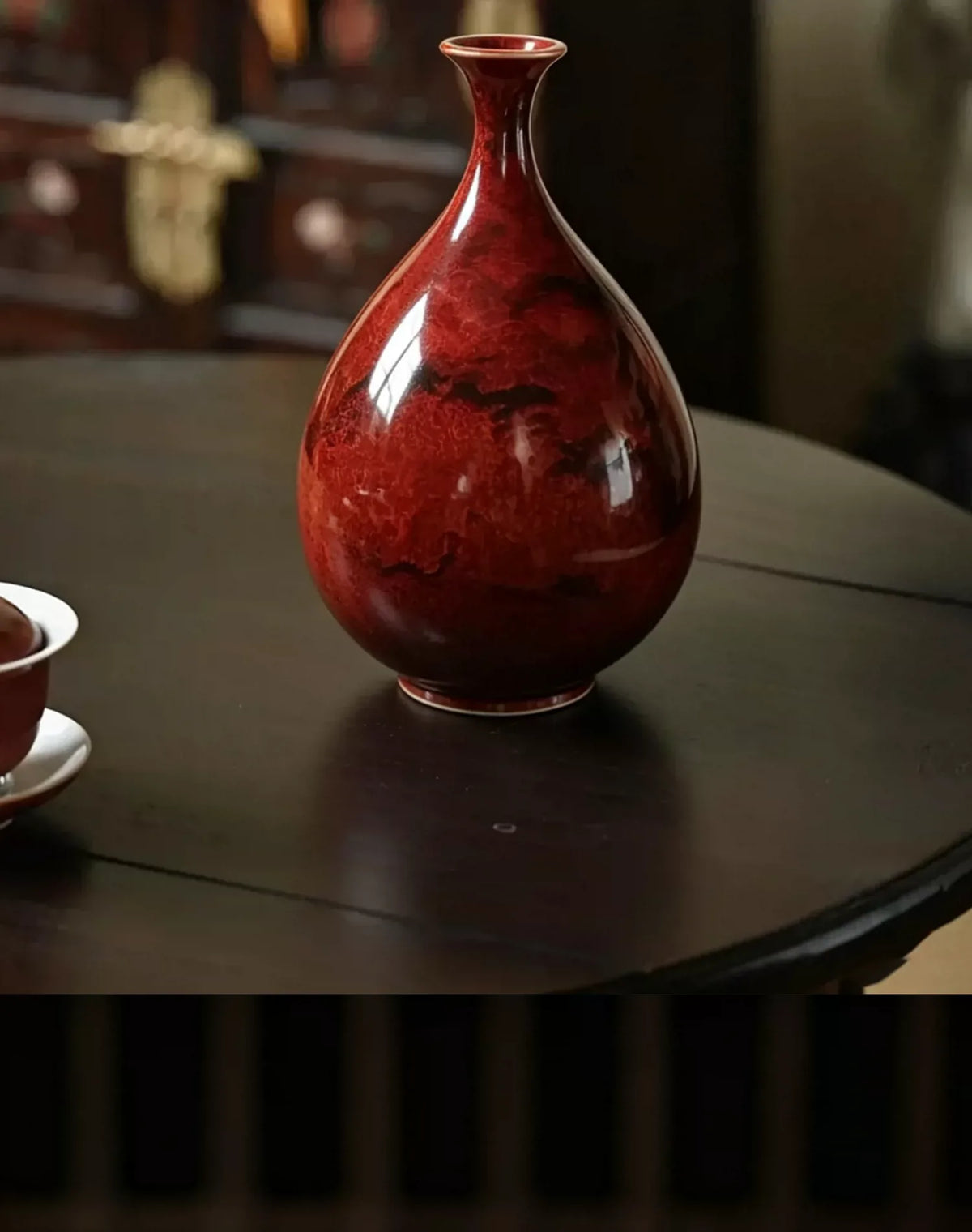 Yujing Pear Form Jun Vase — styled in context