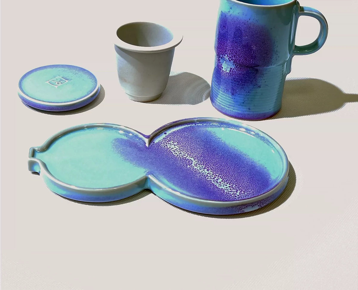 Zhongyuan Jun Tea Mug Set — glaze close-up
