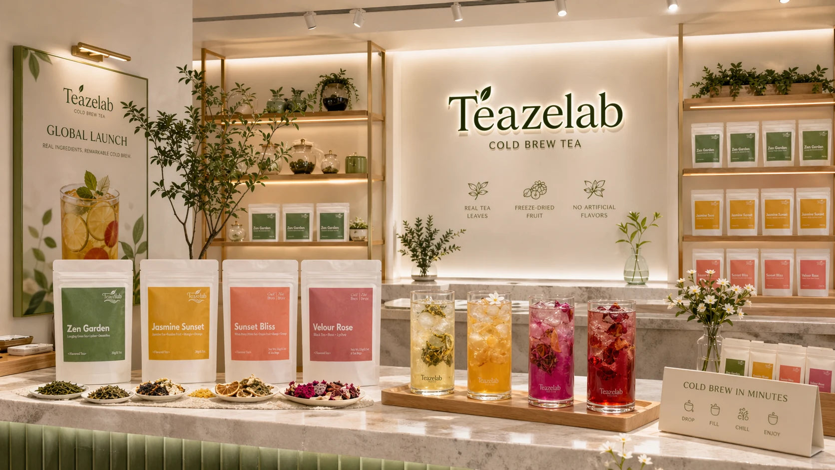 Teazelab cold brew tea retail launch concept